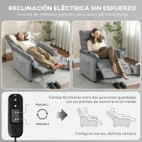HOMCOM Sillón Relax Reclinable Eléctrico con Calor Lumbar Masaje Vibración Motor Silencioso Función de Memoria Gris(m-5)
