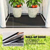 Outsunny Mini Greenhouse, Portable Green House with Roll-Up Door, PE Base, Small Greenhouse, 100 x 100 x 195 cm, White(m-6)