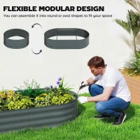 Outsunny Galvanised Raised Garden Bed with Arched Trellis, 4 x 2 x 4.6ft Metal Raised Bed for Garden with Open Bottom, Dark Grey(m-7)