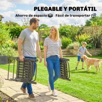 Outsunny Juego de 4 Sillas de Jardín Exterior Plegables con Reposabrazos Respaldo y Asiento Marco Metálico 55x63x93 cm Marrón(m-4)