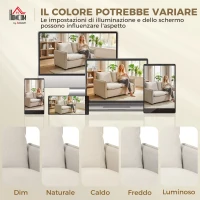 HOMCOM Divano 2 Posti Imbottito in Tessuto Effetto Pelle Traspirante, Imbottitura Spessa, 2 Cuscini, Braccioli, per Soggiorno, Crema(m-6)