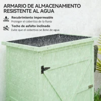 Outsunny Armario de Jardín de Madera para Exterior para Herramientas con 2 Estantes y Techo Asfáltico 75x56x115 cm Verde(m-5)
