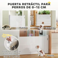 PawHut Barrera para Perros Retráctil 0-140 cm Barrera de Seguridad con Interruptor de Cierr para Puertas y Escaleras Blanco(m-4)