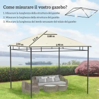 Outsunny Tetto di Ricambio per Gazebo 3x3m in Poliestere con Prese d'Aria e Fori di Drenaggio, Crema(m-3)