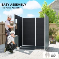 Outsunny Domek narzędziowy 2,89 m², schowek z drewnopodobnym wykończeniem, 3 okna, podwójne drzwi, wentylacja, podłoga, zamek, 182 x 182 x 196 cm(m-7)