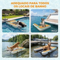 PawHut Rampa de Água Insuflável para Cães para Piscinas Barcos Lagos 151x102 cm com Superfície Antiderrapante Laranja(m-5)