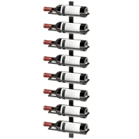 HOMCOM Wall Mounted Wine Rack, 8 Tier Metal Wine Display Rack, Storage Holder for Kitchen, Black(m-11)