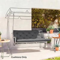 Outsunny Garden Bench Cushion, 2 Seater Swing Chair Cushion, Seat Pad with Ties for Indoor and Outdoor Use, 110 x 120 cm, Black(m-2)