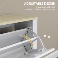 HOMCOM Slim Shoe Cabinet, Narrow Shoe Cupboard with 4 Flip Drawers, Adjustable Shelves for 16 Pairs of Shoes, White(m-5)