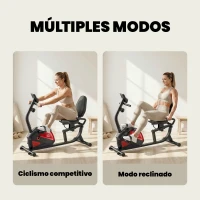 HOMCOM Bicicleta Estática con Respaldo de 8 Niveles de Resistencia Volante Asiento Ajustable Pantalla LCD y Soporte(m-8)