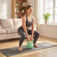 SPORTNOW Kettlebell pesa de 6 kg rellena de arena para principiantes Entrenamiento de fuerza en casa 21 x 21 x 27 cm Verde(m-5)