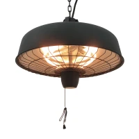 Outsunny Adjustable Power 1000/2500W Infrared Halogen Electric Patio Light Heater, Ceiling Hanging Mount -Black(m-10)