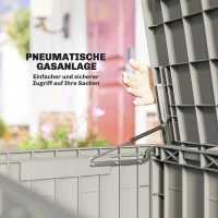 Outsunny Gartenbox 379 Liter Wasserdicht Abschließbar UV-beständig Auflagenbox mit Holzoptik für Garten 122,5x56x62cm Grau(m-7)