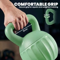 SPORTNOW Kettlebell kula treningowa 6 kg z piaskiem, dla początkujących, do ćwiczeń siłowych w domu, 21 x 21 x 27 cm, zielona(m-6)