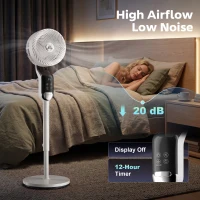 HOMCOM 20 dB Silent Standing Fan, 41" Pedestal Fan with Remote, 85° Oscillating, 8 Speeds, Adjustable Height, 12H Timer(m-4)