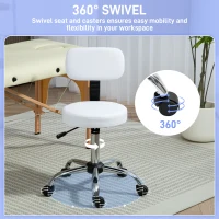 HOMCOM 360° Swivel Seat Salon Stool - White(m-5)