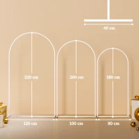 Outsunny Wedding Arch Frame Set, Metal Balloon Arch Stand Set, Balloon Arch Stand Set for Birthday Party, 2.2, 2, 1.8 m White(m-3)