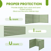 Outsunny 4 Pole Camping Windbreaks, Beach Wind Shield Shelter with Carry Bag and Steel Poles, 540cm x 150cm, Army Green(m-4)