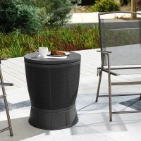 Outsunny Mesa Nevera para Exterior 41 L 3 en 1 Cool Bar Mesa Auxiliar con Altura Ajustable Cubo de Hielo Tapa Elevable Negro(m-9)