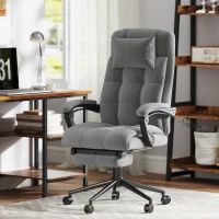 Vinsetto Chaise de bureau de massage chauffante réglable en hauteur de 116-124 cm ergonomique inclinable tissu effet lin, gris(m-10)