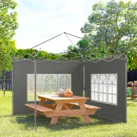 Outsunny Gazebo Side Panels, Sides Replacement with Window for 3x3(m) or 3x4m Pop Up Gazebo, 2 Pack, Dark Grey(m-8)