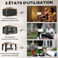 Outsunny Tonnelle de Jardin Pavillon Extérieur Aspect Bois Toit Rigide en Polycarbonate UV50+ Imperméable 398x298x262cm Naturel(m-6)