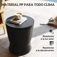 Outsunny Mesa Nevera para Exterior 41 L 3 en 1 Cool Bar Mesa Auxiliar con Altura Ajustable Cubo de Hielo Tapa Elevable Negro(m-7)
