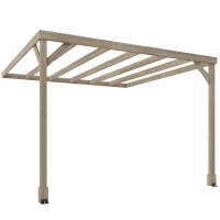 Outsunny Lean-To Wooden Pergola Kit, Decorative Garden Gazebo with Stable Structure and Concrete Anchors, 3 x 3 m, Light Brown(m-11)
