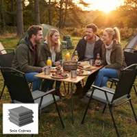 Outsunny Juego de Cojines para Sillas de Comedor 46x42x7 cm 6 Piezas con Funda Lavable y Lazos Impermeable Anti-UV Gris Oscuro(m-8)