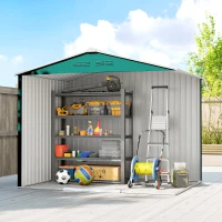Outsunny 8 x 6ft Galvanised Steel Shed, with Double Door - Green(m-7)