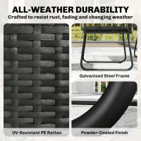 Outsunny 4 Piece Rattan Garden Furniture Set, Outdoor Patio Furniture with Loveseat, Armchairs and Coffee Table(m-5)