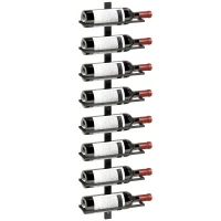 HOMCOM Wall Mounted Wine Rack, 8 Tier Metal Wine Display Rack, Storage Holder for Kitchen, Black(m-10)