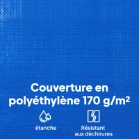 Outsunny Bâche de Piscine Ronde 550 cm Anti-Poussière et Imperméable avec Corde pour Piscines Hors Sol de 520-530 cm, Bleu(m-5)