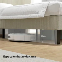 HOMCOM Cama 160x200 cm com Cabeceira Ajustável Estofada em Bombazina Ripas de Madeira Montagem Fácil Cinza Claro(m-7)