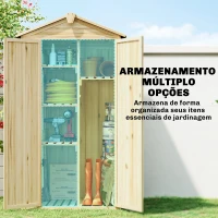 Outsunny Armário de Jardim em Madeira 93x53x168 cm Armário Exterior para Ferramentas com Portas Trancáveis 4 Prateleiras Madeira(m-5)