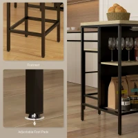 HOMCOM Zestaw barowy, 2 barstoliki i 1 stół barowy, odporny na plamy, stabilny, rama stalowa, Czarny/Dąb(m-7)