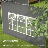 Outsunny Gazebo Side Panels, Sides Replacement with Window for 3x3(m) or 3x4m Pop Up Gazebo, 2 Pack, Dark Grey(m-6)