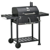 Outsunny Grill węglowy Grill BBQ-Grill, włącznie z termometrem, otwieraczem do butelek, 120 x 64 x 114 cm, czarny