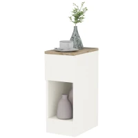 HOMCOM Mesita de Noche Moderna Mesilla de Noche con Cajón y Compartimento Abierto para Dormitorio Salón 20x30x50 cm Blanco(m-11)