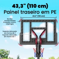 SPORTNOW Tabela de Basquetebol para Exterior com Rodas, Altura Ajustável (2,35-3,05 m), Base Preenchível e Bolsa de Peso, Cor Preto(m-8)