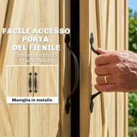 Outsunny Armadio da Giardino a 3 Ante con 4 Ripiani e Ganci, in Legno di Abete, 93x53x168 cm, Color Legno(m-7)