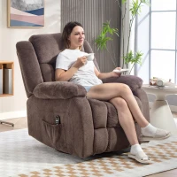 HOMCOM Fotel masujący, 8 punktów wibracyjnych, 5 trybów, ogrzewanie lędźwiowe, regulowany, obrotowy, tapicerowany fotel, brązowy(m-2)