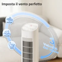 HOMCOM Raffrescatore d'Aria 3-in-1, Torre, Serbatoio 3 Litri, Portatile, Bianco.(m-6)