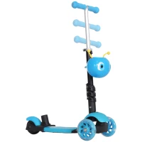 HOMCOM Trotinete 5 em 1 para Crianças com 3 Rodas Assento Removível e Guiador Ajustável Carga Máxima 50 kg 62x25x72,5 cm Azul(m-10)