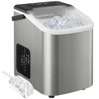 HOMCOM Machine à glaçons, 12kg en 24h, 9 glaçons en 7 minutes, ice maker portable avec fonction autonettoyante, noir(m-7)