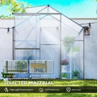 Outsunny 6 x 2.5ft Polycarbonate Greenhouse Walk-In Green House with Rain Gutter, Sliding Door, Window, Foundation, Dark Grey(m-4)