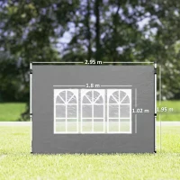 Outsunny Gazebo Side Panels, Sides Replacement with Window for 3x3(m) or 3x4m Pop Up Gazebo, 2 Pack, Dark Grey(m-3)