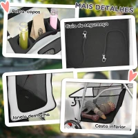 PawHut Carrinho de Passeio para Animais de Estimação Dobrável com Cesta de Armazenamento e Travão 77x44x102 cm Cinza(m-8)