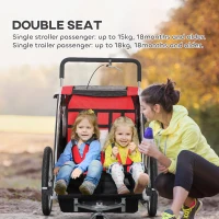 HOMCOM Baby Bike Trailer, Child Bicycle Trailer with 5 Point Harness, Steel Frame, Reflectors, Safety Flag, Hitch Coupler, Red(m-5)