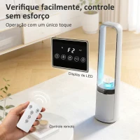 HOMCOM Ventoinha de Torre Silenciosa sem Hélices com Luzes LED de 4 Cores Temporizador de 12 horas Branco(m-7)